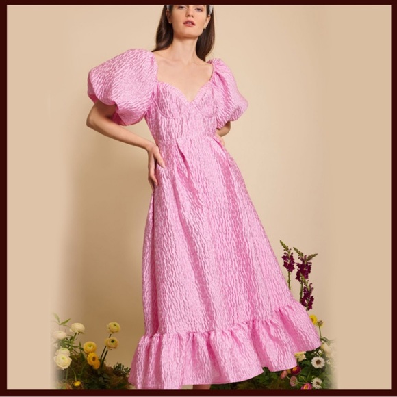 DREAM SISTER JANE Sweetness Jacquard Maxi Dress Coquette Maximalist Textured L